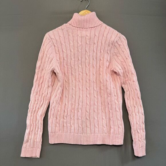 Chaps Classics Ralph Lauren Women’s Pink Turtleneck Cable Sweater Size Large - Picture 4 of 8